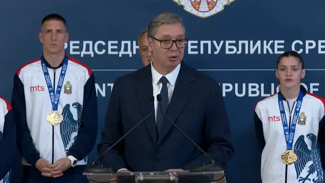 Predsednik Vučić dočekao sportiste koji su ostvarili sjajan uspeh u Sofiji, foto: RINA